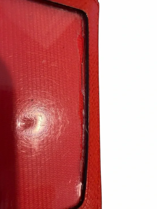 Coach Orange Leather ID Wallet Keychain | Slim Card Holder - Picture 3 of 4